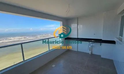 Apartamento em Mongaguá, bairro Vila Atlântica, vista permanente para o mar, 3 dormitórios sendo 1 suíte, sacada frente ao mar, 2 vagas, Residencial com lazer completo!!