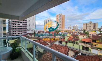 Apartamento mobiliado em Mongaguá, bairro Centro, 2 dormitórios sendo 1 suíte, sacada vista mar, Residencial com lazer completo no coração da cidade!