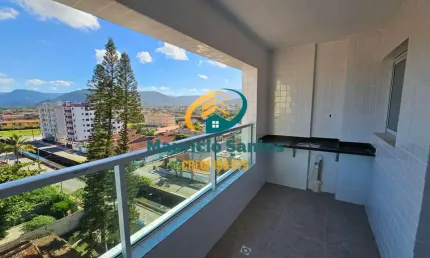 Apartamento em Mongaguá, bairro Vila Atlântica, 2 dormitórios sendo 1 suíte, sacada vista serra, Residencial com lazer completo frente ao mar!