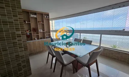 Apartamento alto padrão em mongaguá, bairro vera cruz, mobiliado e decorado, 3 dormitórios, 2 suítes, sacada gourmet, vista ao mar permanente, residencial lazer completo, piscinas borda infinita!