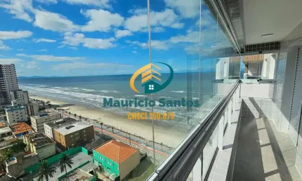 Apartamento em mongaguá, bairro centro, pronto para morar, 2 dormitórios sendo 1 suíte, sacada envidraçada com vista para o mar, residencial frente ao mar, lazer completo!