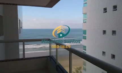 Apartamento em Mongaguá, bairro Centro, semi mobiliado, 2 dormitórios sendo 1 suíte, sacada vista mar, Residencial com lazer completo frente ao mar.