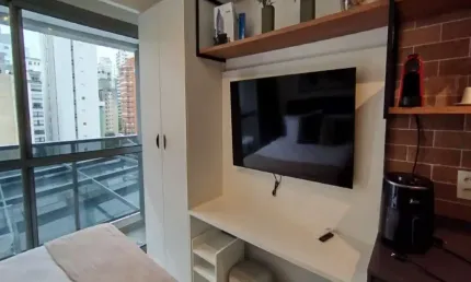 Studio mobiliado no Jardim Paulista com lazer completo