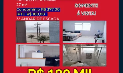 KITNET  LOCALIZADO NO BAIRRO NOBRE DA GUILHERMINA, PÉ NA AREIA DE FRENTE A PRAIA