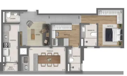 Apartamento para Venda em São Paulo, Água Branca, 2 dormitórios, 2 suítes, 3 banheiros, 1 vaga
