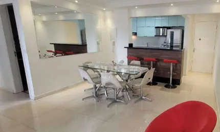 Apartamento com 73 m² de área privativa totalmente mobiliado, 02 dormitórios sendo uma suíte, andar alto com vista livre próximo ao shopping plaza.