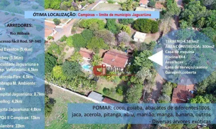 Chácara com 2 dormitórios à venda, 4200 m² por R$ 830.000,00 - Bananal - Campinas/SP