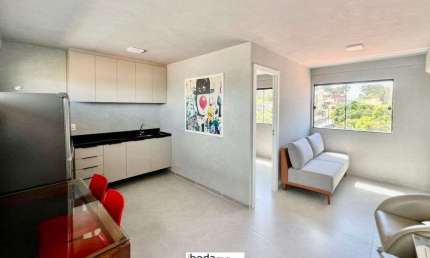 ibeda - Flat Residencial a venda em Ponta Negra - Mobiliado. Suíte, cozinha, 1vg