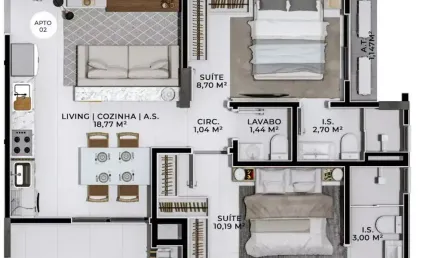 Apartamento com 2 quartos à venda no Cordeiros, Itajaí 