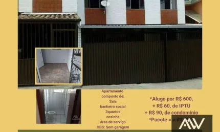 Apartamento com 3 dormitórios para alugar, 70 m² por R$ 600/mês + Taxas - Progresso - Juiz de Fora/MG