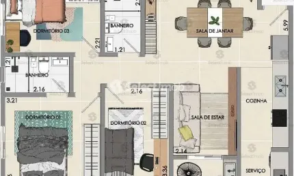 Apartamento com 3 quartos à venda na Rua Luiz Binotti, --, Vila Guarani, Mauá