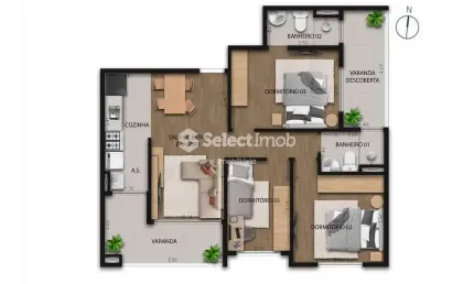 Apartamento com 3 quartos à venda na Avenida Armando Salles Oliveira, --, Parque São Vicente, Mauá