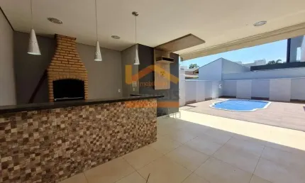 Aluguel de luxuosa casa em condomínio, 4 quartos, 4 suítes, 3 salas, 5 banheiros, 4 vagas em Americana-SP, bairro Jardim Villagio.