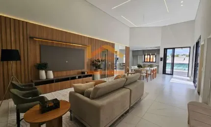 Casa de luxo em condomínio na Fazenda Santa Lúcia, Americana-SP: 3 quartos, 3 suítes, 5 banheiros, 253m² de área.