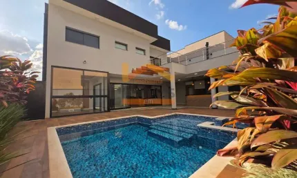 Casa de alto padrão em condomínio: 3 quartos, 3 suítes, 3 salas, 5 banheiros, 4 vagas, 289m² - Jardim Pau Brasil, Americana-SP.