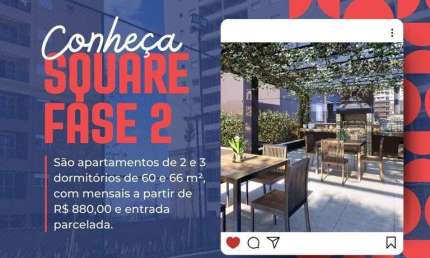 Apartamento c/ 66,09m², 3 Quartos(1suíte) na planta no Square Carapicuíba