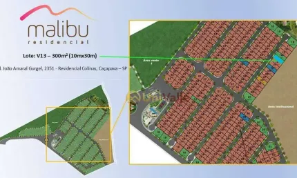 Terreno à venda, 300 m² por r$ 250.000 - residencial malibu - caçapava/sp
