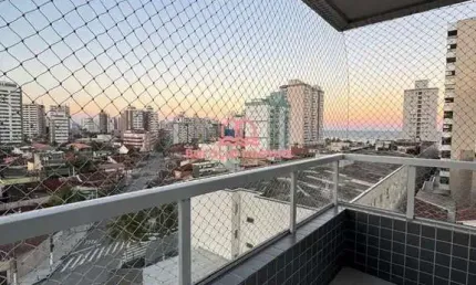 Apartamento para alugar  Mirim, Praia Grande - SP 1 quarto com sacada, gourmet