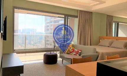 Apartamento de 43m² com terraço à venda, brooklin, são paulo, sp mobiliado, 1 suíte, 1 vaga para au