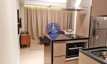 Apartamento de 43m² com terraço à venda, brooklin, mobiliado, 1 suíte, 1 vaga para auto, piscina aq