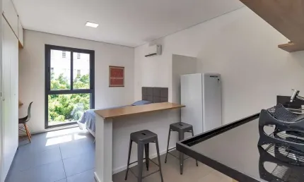 Studio MOBILIADO de 27m² à venda, Santa Cecília, São Paulo, SP. com 1 Dormitório, Cozinha, Ar-condi