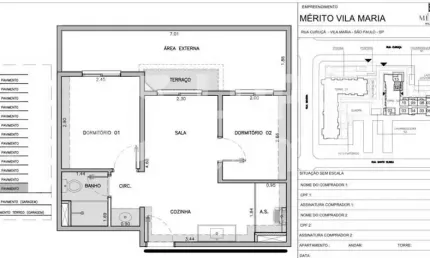 APARTAMENTO COM 2 QUARTOS E 1 VAGA DE GARAGEM À VENDA NA VILA MARIA BAIXA