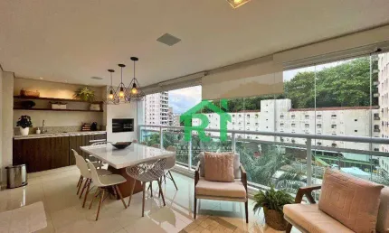 Apartamento à beira mar com 3 dormitórios (1 suíte), 2 vagas, área de lazer, jardim astúrias, guarujá/sp