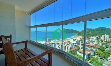 Apartamento à beira mar com varanda gourmet, 3 dormitórios (1 suíte), 2 vagas, tombo, guarujá/sp