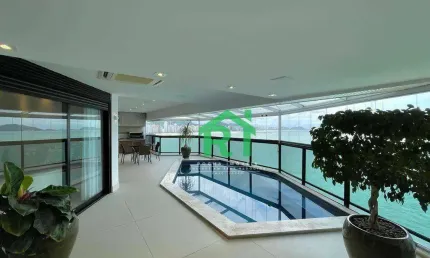 Apartamento à beira mar com 4 dormitórios (4 suítes), 3 vagas, lazer, Jardim Astúrias, Guarujá/SP