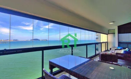 Apartamento frente mar, 3 dormitórios (3 suítes), 2 vagas, área de lazer, jardim astúrias, guarujá/sp