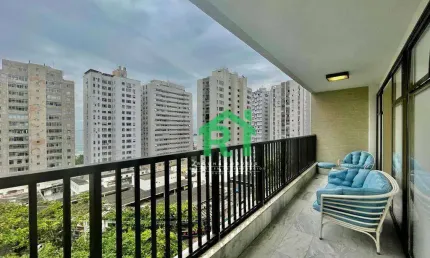 Apartamento na praia, vista parcial ao mar, 4 dormitórios 3 suíte, 2 vagas, pitangueiras, guarujá.