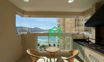 Apartamento com vista para o mar, moderno, varanda gourmet, 2 dormitórios (1 suíte), 2 vagas de garagem, astúrias, guarujá/sp