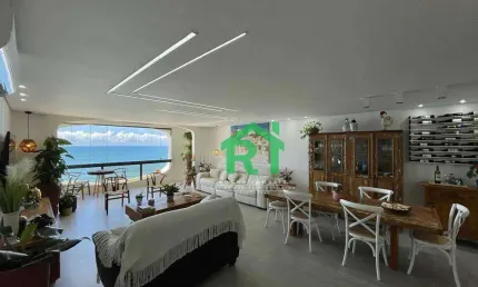 Apartamento frente mar com 4 quartos (4 suítes), 2 vagas e lazer à venda em jardim astúrias, guarujá | rocha imóveis guarujá