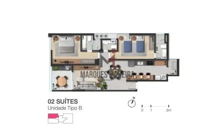 Espetacular apartamento de 2 suítes e 2vagas no coração de juiz de fora.