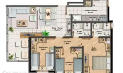 Apartamento para venda - 79.19m², 3 dormitórios, sendo 1 suites, vila ipiranga