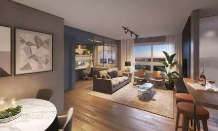 Apartamento de 02 dormitórios. 59m² privativos, churrasqueira e vaga, com suíte próximo puc