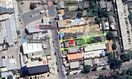 Terreno comercial com 726 metros quadrados no bairro vila nova