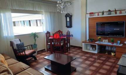 Apartamento em São Vicente com 2 dormitórios, sala ampla vista mar, 2 banheiros, cozinha, área de serviço, garagem, salão de jogos, salão de festas.