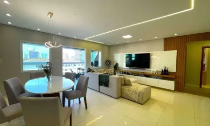 Apartamento mobiliado de alto padrão com 4 quartos à venda no canto do forte em praia grande, aceita financiamento bancário!