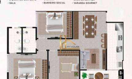Apartamento de 3 Quartos com Vista para o Sol da Manhã no Residencial 878 (Entrega prevista para Fev/2024)