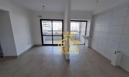 Apartamento novo - 02 dorms(01 suíte) - varanda com churrasqueira - lazer na cobertura - 1 vaga - guilhermina - praia grande