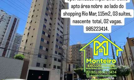 Excelente oferta ótimo apto nascente total área nobre ao lado do shopping Rio Mar