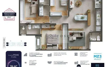 Apartamento com 3 dormitórios à venda, 76 m² por R$ 734.000,00 - Parque Industrial - São José dos Campos/SP