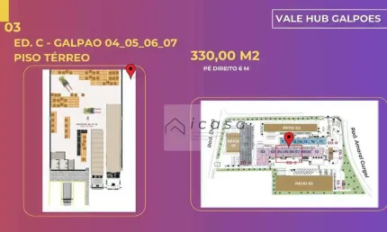 Galpão Modular para Locacao com 330,00 m² com área para manobras a margem da Dutra - Caçapava/SP