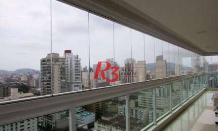 Apartamento com 3 dormitórios para alugar, 178 m² por R$ 19.000,00/mês - Gonzaga - Santos/SP