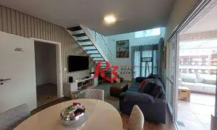 Apartamento duplex com 2 dormitórios, 2 suítes,  gonzaga - santos/sp