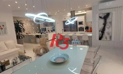 Apartamento garden com 3 dormitórios à venda, 203 m² por r$ 3.180.000,00 - gonzaga - santos/sp