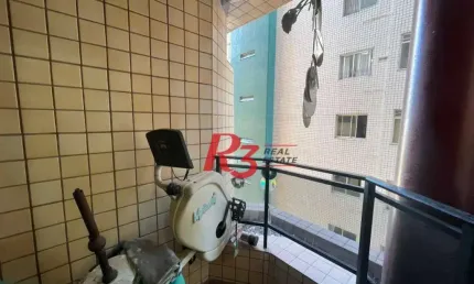 Apartamento com 1 dormitório com Lazer, 1 quadra - Boqueirão - Santos/SP