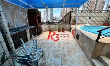 Cobertura com 4 dormitórios para alugar, 300 m² por r$ 10.000,02/mês - pompéia - santos/sp