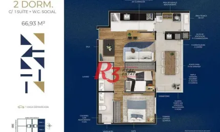 Apartamento à venda, 66 m² por R$ 855.005,66 - Marapé - Santos/SP